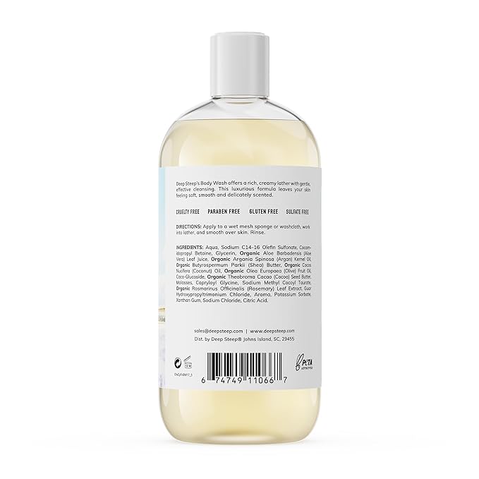 Deep Steep Cypress Fennel Body Wash, Hydrating Shower Gel with Hyaluronic Acid & Shea Butter for Sensitive Skin, Bodywash for Women & Men, 17 Fl Oz, 1-Pack