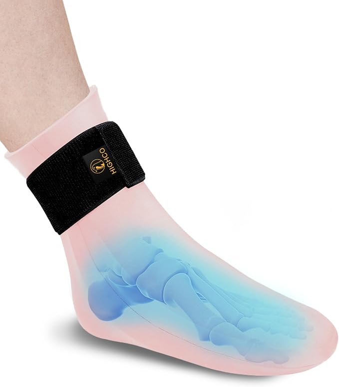 highco Ankle Ice Pack Wrap for Swelling and Injuries Recovery,Reusable Gel Ice Pack for Foot and Ankle,Ice Cold Compression Sock for Foot Heel Wrap,Tendonitis,Plantar Fasciitis,Swelling,Sprained,Pink