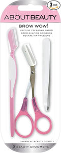 Brow Wow - 3 Eyebrow Groomers for Shaping, Grooming, and Styling, Made with Japanese Steel for Painless Removal and Shaping of Facial Hair