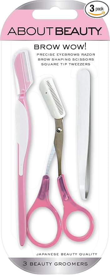 Brow Wow - 3 Eyebrow Groomers for Shaping, Grooming, and Styling, Made with Japanese Steel for Painless Removal and Shaping of Facial Hair