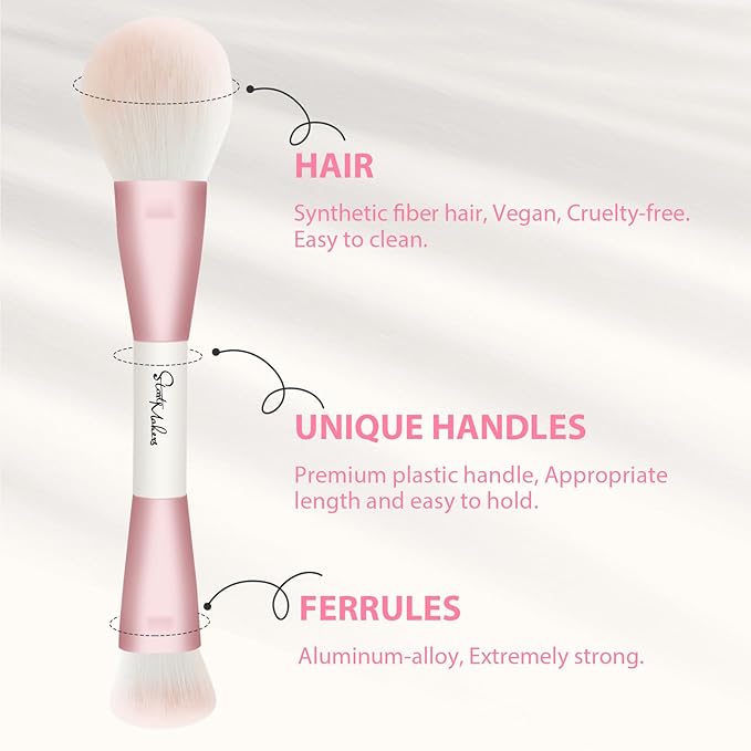 START MAKERS Makeup Brushes 5Pcs Dual Ended Pink Makeup Brush Set for Foundation Blush Bronzer Concealer Contour Powder Highlight Eyebrow Eyeshadow Blending, Travel Makeup Brushes with Bag