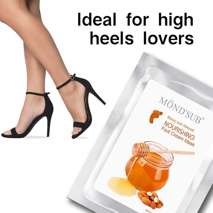5 Pairs of MOND'SUB Honey & Almond Nourishing Foot Masks - Baby Foot Moisturizing Mask for Dry Skin to Removing Dead Skin & Repairing Rough Heels & Foot Crack