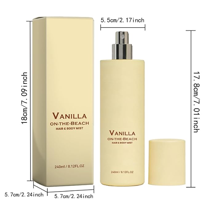 Vanilla on the Hair and Body Mist, Vanilla Ocean Fragrance Spray, Lightweight & Non-sticky, Long-Lasting Fresh Fragrance for Hair & Body, All Skin Types