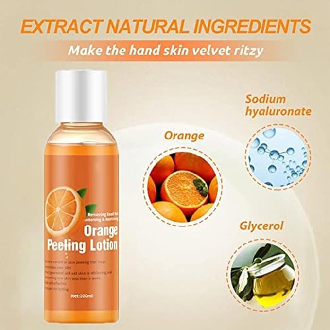 2PCS Orange Peeling Lotion, Body Peeling Lotion, Instant Exfoliation Dead Skin Remover Peeling Gel for Skin Body Face Neck Knees Foot