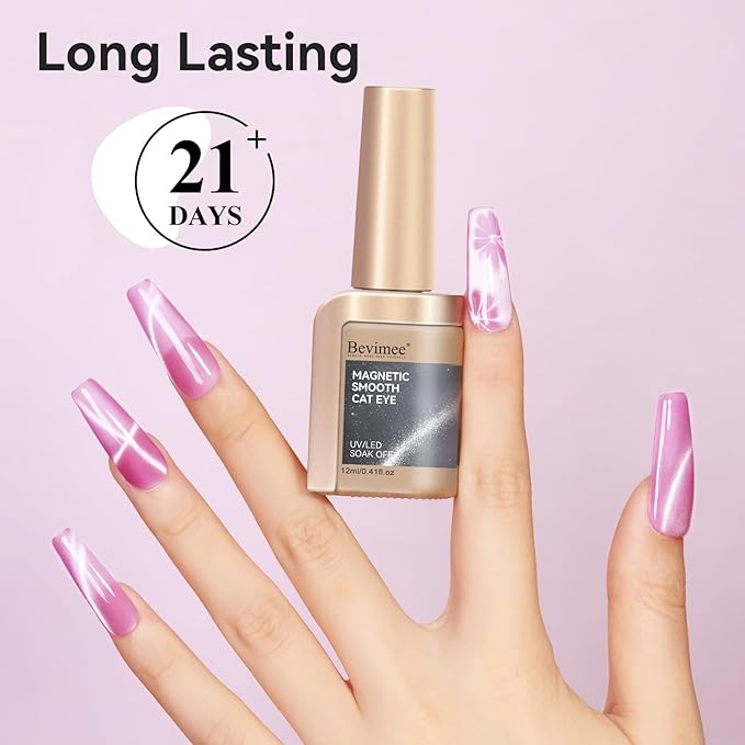 Cat Eye Gel Polish Moonlight 12ML, Magnetic Pink Purple Cateye Shiny Holographic Nail Polish Smoothie UV Gel Polish for Nail Art Manicure DIY at Home