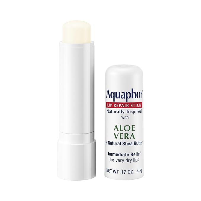 Aquaphor Naturally Inspired Lip Repair Stick with Aloe Vera and Natural Shea Butter, Hydrating Lip Balm Immediately Relieves Dryness Stick, 0.17 Oz (Pack of 2)