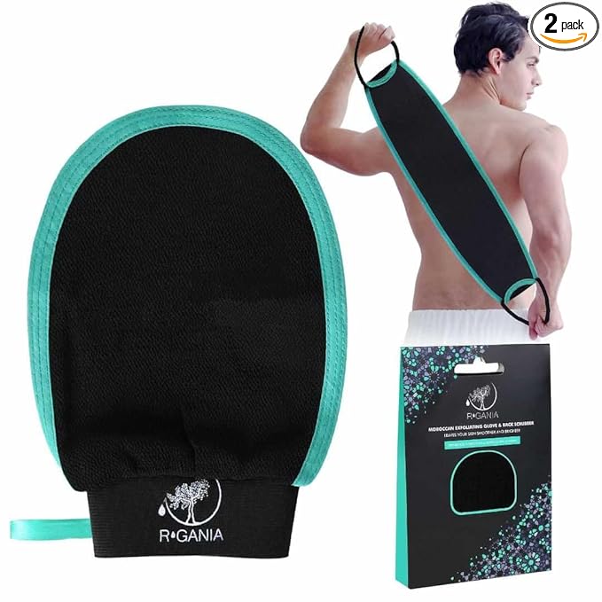 R'GANIA Deep Exfoliating Glove & Back Exfoliator – 100% Viscose. Korean Exfoliating Mitt for Removing Dead Skin, Keratosis Pilaris & Self-Tan – Full Body Exfoliator for Smooth, Glowing Skin