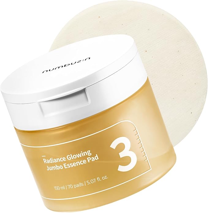 numbuzin No.3 Toner Pads | Radiance Glowing Jumbo Essence Pad | Clear Glowing Skin, Texture Care | Biodegradable Vegan, Bifida, Niacinamide | 70 Pads/5.07 fl. oz.