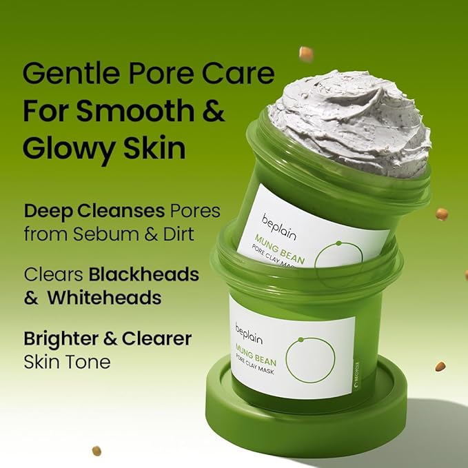 beplain Mung Bean Pore Clay mask | Blackhead Removal | Pore Cleansing Wash Off Pack | Korean Mud Mask (4.05 fl oz /120ml)