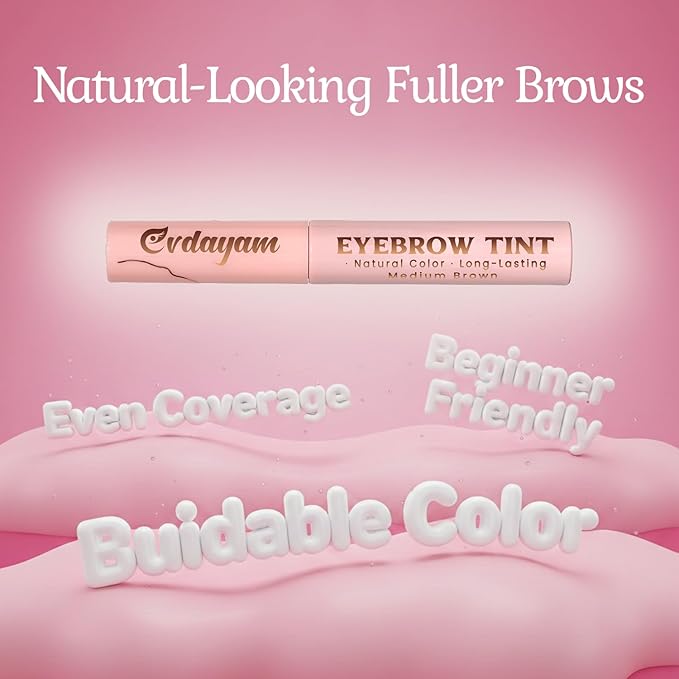 Eyebrow Tint & Eyebrow Gel – Smudge-Proof, Long-Lasting Color & Shape, Easy Application, Natural Full Eyebrow（Medium brown）