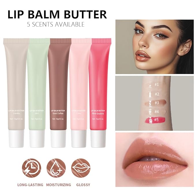 FeiCuiYun Summer Lip Butter Lip Balm, Ultra-Hydrating Natural Vegan Lip Balm, Sheer-Tinted Shine & Hydration, Soothes & Softens Dry Lips Skincare, Bálsamo labial hidratante #4 Cake