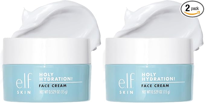 e.l.f. SKIN Mini Holy Hydration! Face Cream, Moisturizer For Nourishing & Plumping Skin, Infused With Hyaluronic Acid, Vegan & Cruelty-Free, 0.529 Oz (Pack of 2)