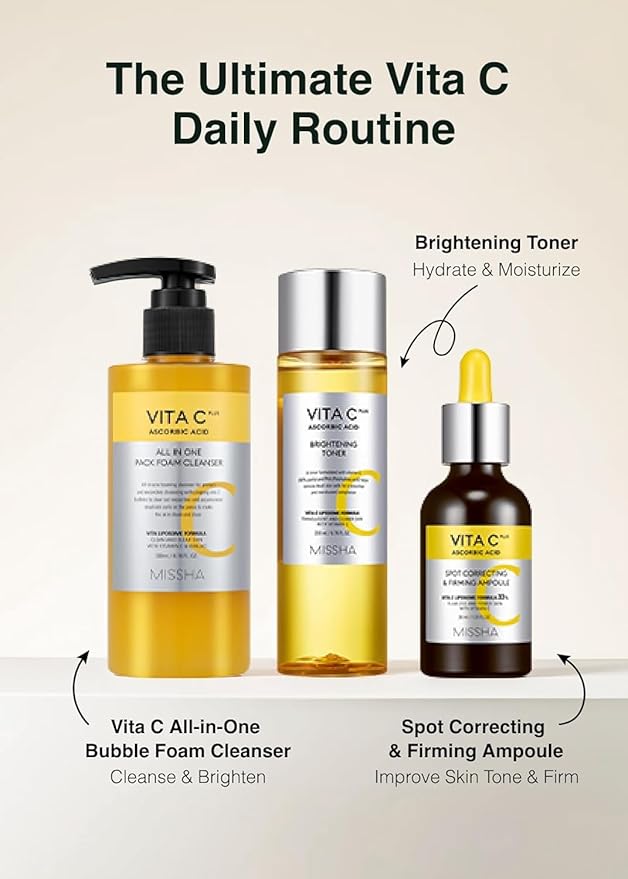 MISSHA Vita C All-In-One Bubble Foam Facial Cleanser 6.76 Fl oz / 200ml- Deep Pore Detox, Magic Bubbles with 99% Pure Vitamin C, Korean Face Wash - Removes Impurities, Makeup, Blackheads, Whiteheads
