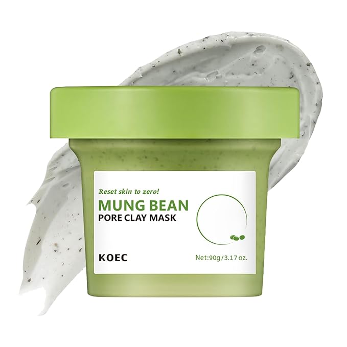 TEEROVA Mung Bean Pore Clay Mask, Fragrance Free Wash Off Mask for Blackhead & Whitehead, Gently Exfoliate Cleanse and Tighten Pores, 3.17 oz.