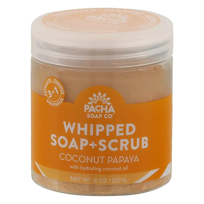 Pacha Soap Coconut Papaya Whipped Soap Scrub, 8 Oz