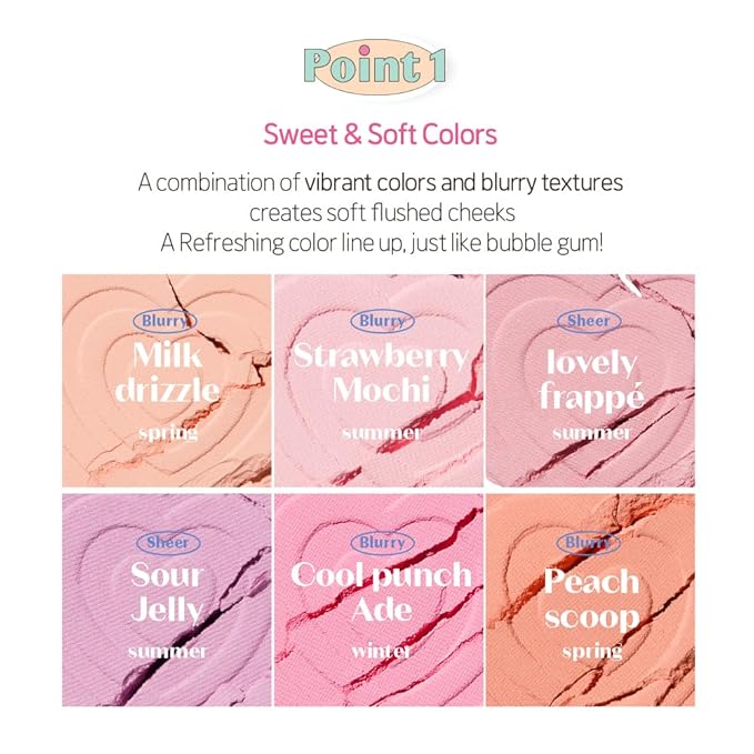 ETUDE Heart Pop Duo Blush, Cool Coral Pink Cheek Colors, Vibrant Glow & Glossy Finish, Layering Formula, Compact 0.2 oz – Cool Punch Aid