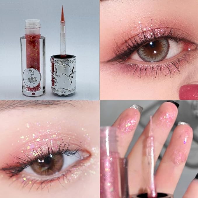 Eyeshadow, Liquid eye shadow, Eyeshadow stick, Crystal pink, Eye makeup, Loose Glitter Glue, Lightweight Waterproof, Quick drying, Multipurpose