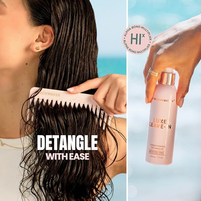The Beachwaver Co. Luxe Leave-In Conditioning Detangler - Full Size (6 Fl Oz) | Leave-In Treatment to Hydrate, Smooth, & Strengthen w/HiX Vegan Bond Multipliers | Bali Beach Night Fragrance