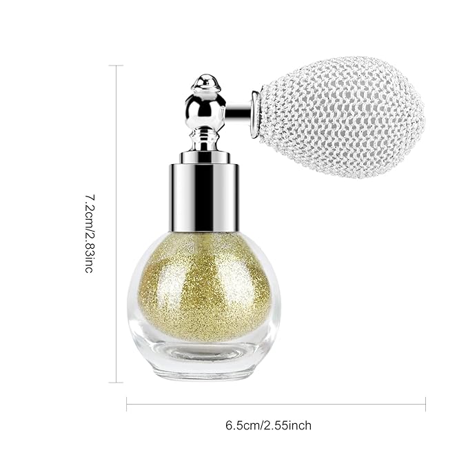 KYDA Glitter Powder Spray, Loose Shimmer Powder, Highlighter Spray Makeup for Face Body Hair, Lasting Glitter Hairspray, Cosmetic Sparkling Body Makeup, Pale Golden