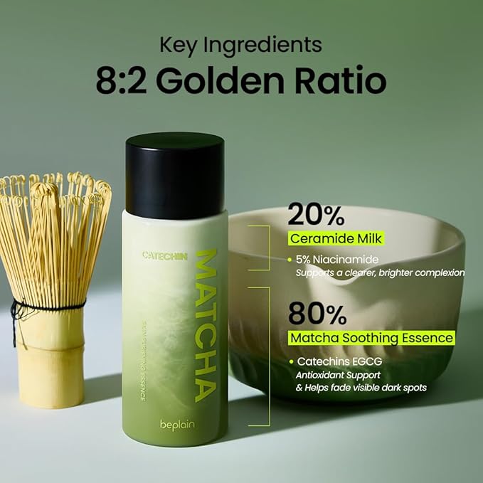 beplain Matcha Catechin Skin Purifying Essence for Face | Hydrating & Balancing Facial Essence for Glowy, Healthy Skin | Suitable for Sensitive Skin | K-Beauty (5.07 fl oz / 150 ml)