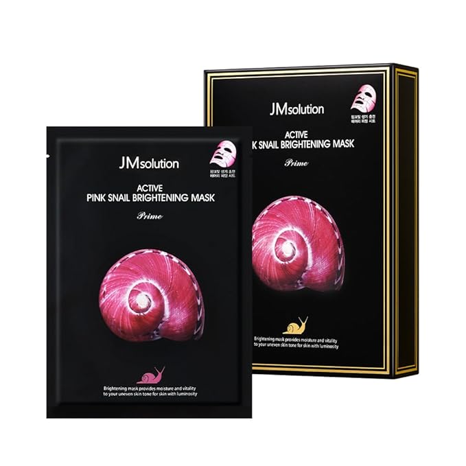 JMsolution Active Pink Snail Mask (10 Sheets) | Snail Mucin for Hydration, Smoothing & Radiant Glow | Korean Face Mask for All Skin Types | K-Beauty