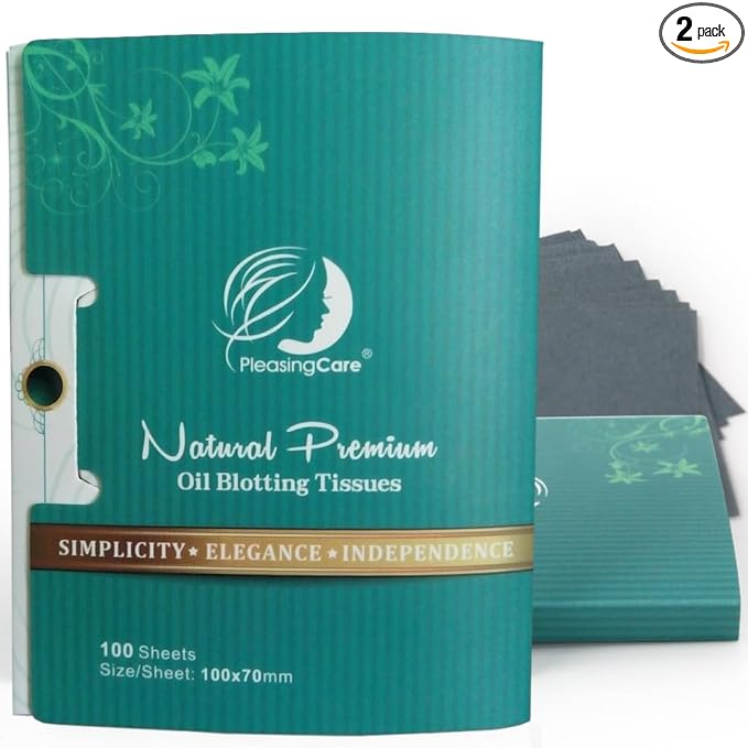 Premium Facial Oil Blotting Paper, 200 Counts - Natural Bamboo Charcoal Face Blotting Sheets, Easy Take Out Design - Top Handy Oil Absorbing Tissues - Oily Skin Care or Make Up Must Have!