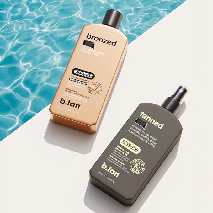 b.tan Sun Tanning Lotion | Tan Accelerator - Best Tinted Browning Cream, Brown Intensifier Bronzing Lotion, No SPF, Packed with DHA Boosters, Mango Butter & Peptides, Austrailian Brand, 8.45 Fl Oz