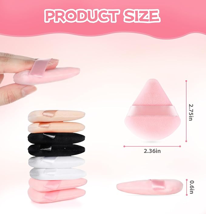 8 Pieces Triangle Powder Puff Face Soft Triangle Makeup Puff Velour Cosmetic Foundation Blender Sponge Beauty Makeup Tools (Pack of 4)