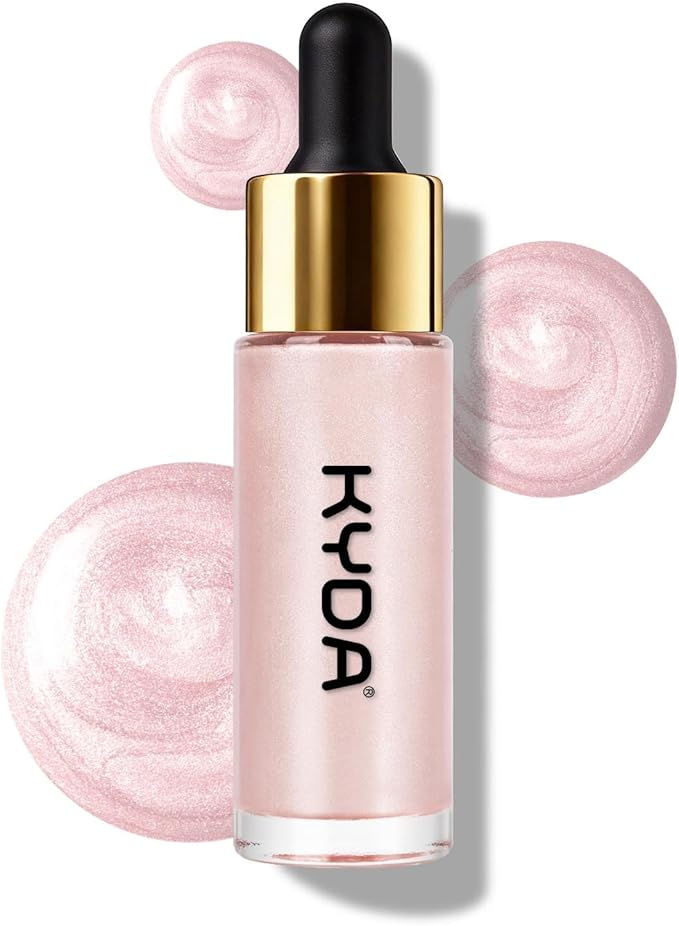 KYDA Liquid Highlighter Drops, Multiuse Liquid Glow Filter Makeup for Face & Body, Glowing Bronzer Drops with Skincare Formula, Radiant Glow Liquid Highlighter Makeup, Soft Pink