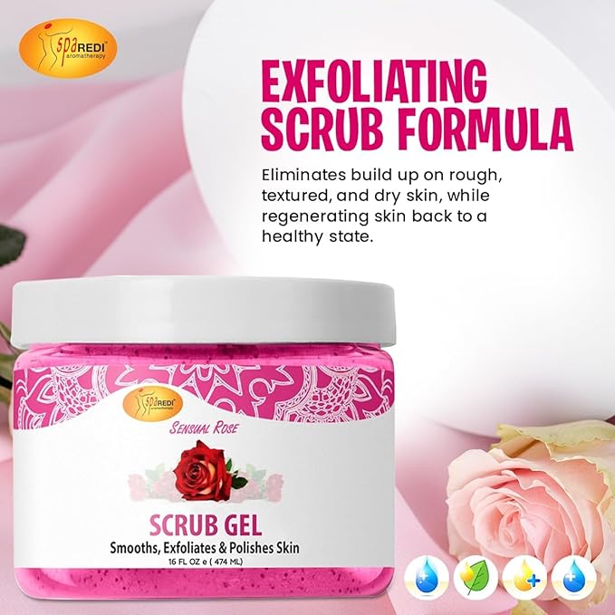 SPA REDI Exfoliating Scrub Gel – Dual-Action Pedicure Treatment for Callus Removal & Hydration, The One-Step Pedi Transformation for a 'Wow' Transformation Without Irritation 16 Oz