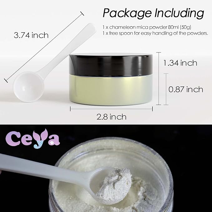 Ceya Interference Gold Mica Powder, 1.8oz/ 50g Ghost Gold Chrome Nail Powder, Cosmetic Grade Pearlescent Color Shift Pigment for Epoxy Resin,Car Spray Paint,Soap Candle Dye,Slime,Paint,Lip Gloss
