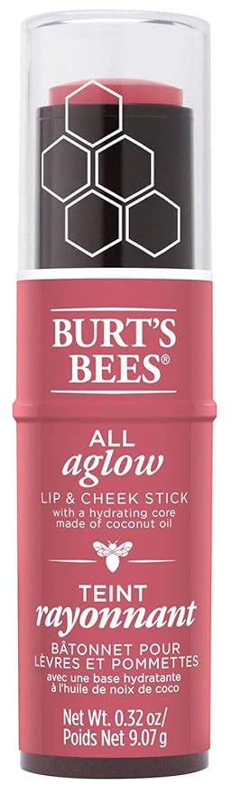Burts Bees 100% Natural All Aglow Lip & Cheek Stick, Peony Pool - 1 Tube