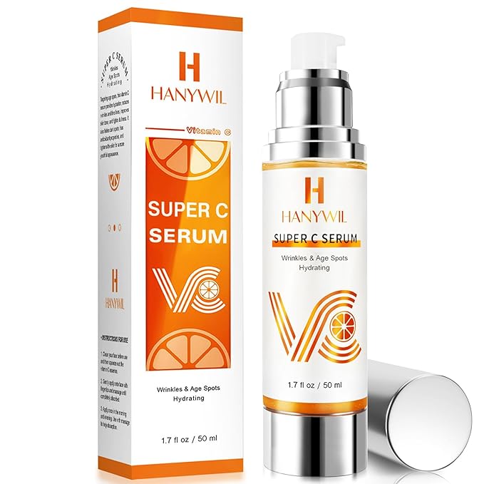 HANYWIL Vitamin C Serum for Mature Skin, 20% Vitamin C Face Serum with Hyaluronic Acid, Dark Spot Remover, Hydrating Skincare for Wrinkle Reduction, Lifting & Firming - 1.7 fl