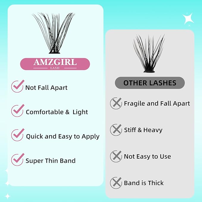 Lash Clusters 320Pcs 30 40D Eyelashes Cluster D Curl Individual Wispy Lashes Cluster for DIY Cluster Eyelash Extensions at Home for Beginners (Mix9-16mm)