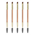 Duo Eyebrow and Eyelash Brush Set - Spoolie and Angled Brow Brush for Eye Makeup (5pcs, Yellow)