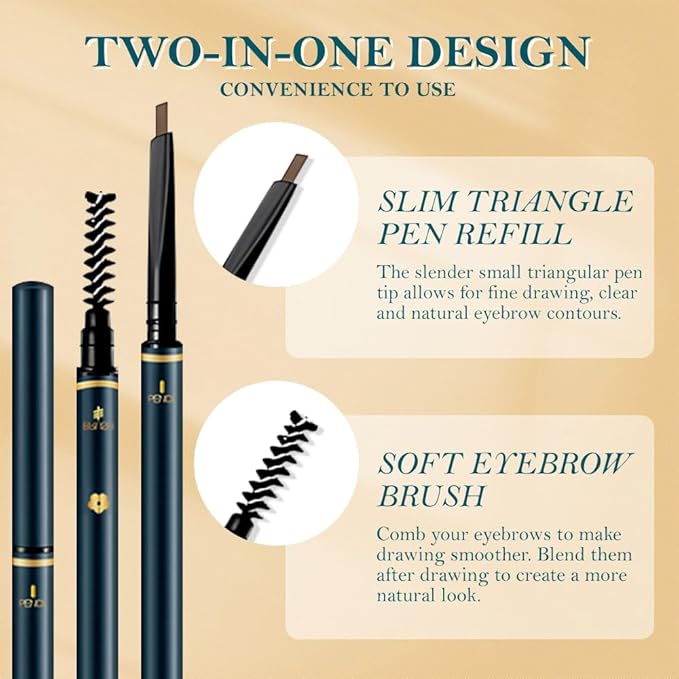 FeiCuiYun 5 Pcs Eyebrow Pencils for Women, Waterproof Professional Makeup Micro Brow Pencil, Dark Coffee Brow Kit with Eyebrow Brush, Ultra-Fine Mechanical Pencil, Vegan&Cruelty-Free (C05#Dark Coffee)