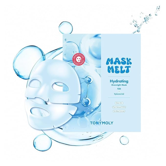 TONYMOLY Mask Melt Assorted Hydrogel Overnight Mask 4-Pack, Melt-On Face Masks with Collagen, Vitamin C + Rice, Vegan PDRN & Peptides for Hydration, Firming, Brightening & Smoothing