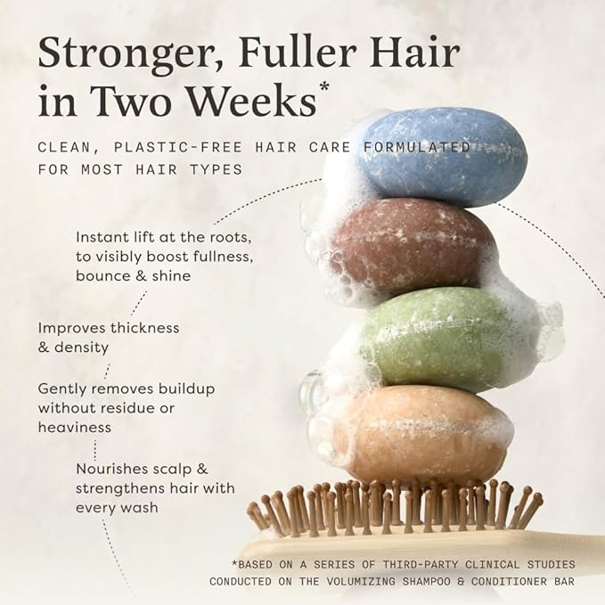 The Earthling Co. Volumizing Shampoo Bar For Hair Thickening, Fullness, Strength, and Hair Growth - Sulfate, Silicone, Paraben Free for Thinning, Flat, Fine Hair - Made in USA (Sweet Sandalwood, 3oz)
