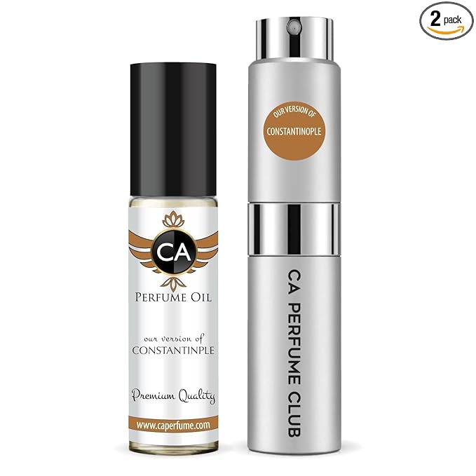 CA Perfume Duo Impression of Constantinople For Women And Men Perfume Layering Set Long Lasting Travel Size EDP + Body Oil Roll-On Bottle 0.27 Fl Oz+0.33 Fl Oz