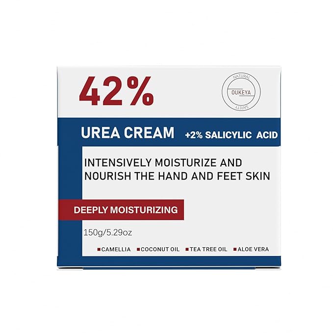 OUKEYA Urea Cream 42% plus Salicylic Acid 2%, Intensive Moisturizer for Dry, Rough Feet and Hands, Deep Hydration, Gentle Exfoliation, Pack of 4