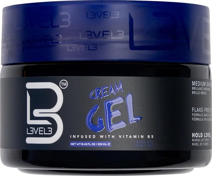L3 Level 3 Cream Gel - Provides Volume and Medium Hold - With Vitamins to Nourish and Protect Hair Level Three Mens Hair Styling Cream (250 ML, Small)