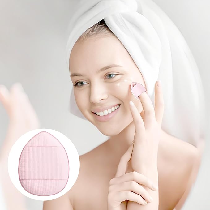 Giantree 12 Pcs Mini Finger Powder Puff, Mini Makeup Puff, Drop-Shaped Makeup Sponges, Soft Makeup Puff Setting Sponge Foundation Cosmetic Finger Puff for Women, Girls Makeup Setting Wet and Dry(Pink)