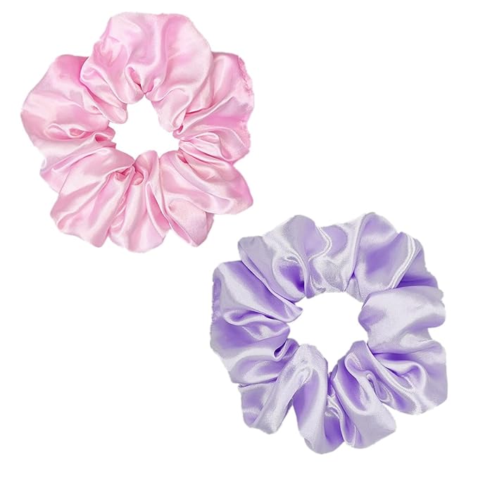 12 Pcs Satin Silk Hair Scrunchies Soft Hair Ties Fashion Hair Bands Hair Bow Ropes Hair Elastic Bracelet Ponytail Holders Hair Accessories (4.5 Inch, Assorted Red and Purple)