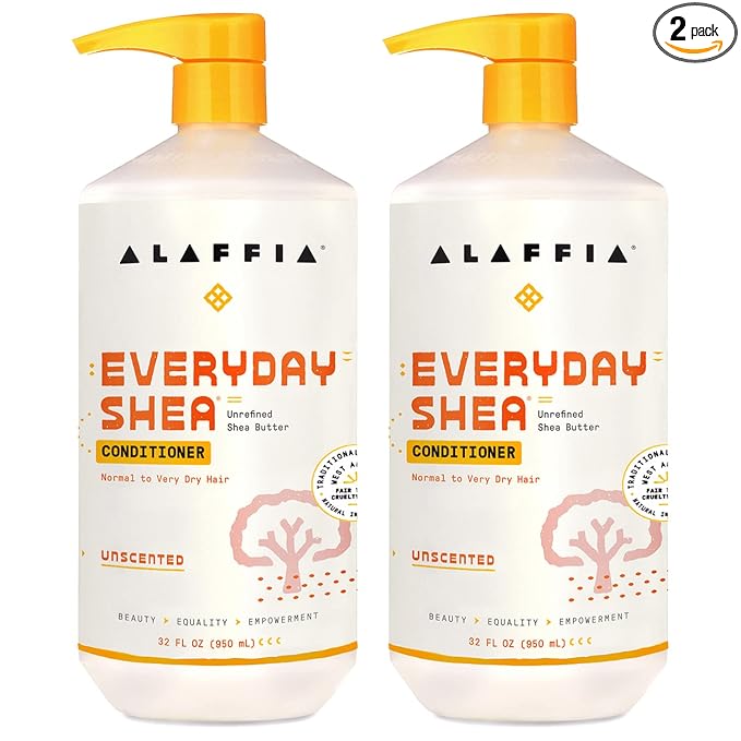 Alaffia Conditioner, Unscented 2-Pack – EveryDay Shea Moisture-Rich Conditioner with Shea Butter and Coconut Oil, 32 Oz Ea