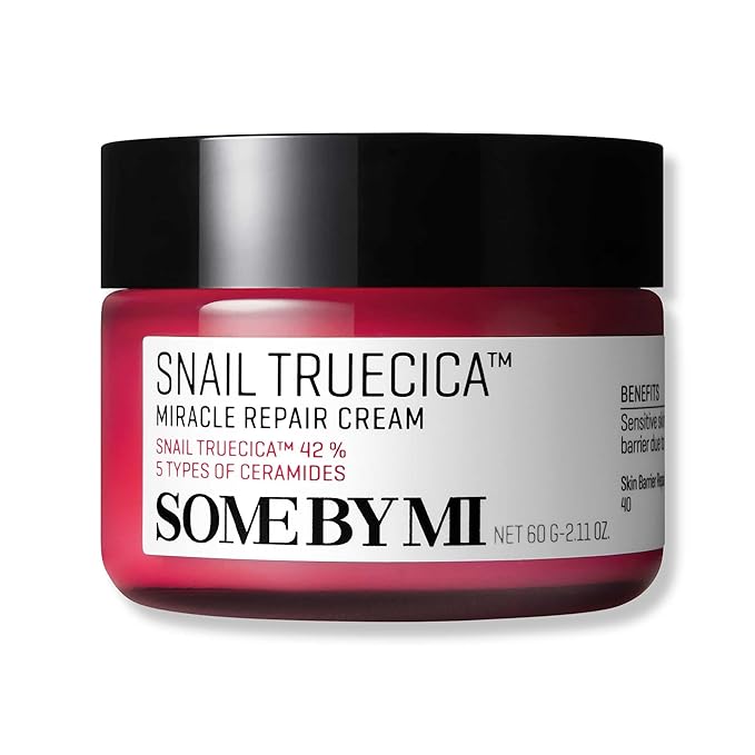 SOME BY MI Snail Truecica Miracle Repair Cream - 2.02Oz, 60ml - Made from Snail Mucin for Sensitive Skin - Daily Repair Face Moisturizer for Acne Marks and Strengthen Skin Barrier - Korean Skin Care