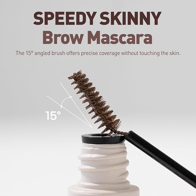 PERIPERA Speedy Skinny Brow Mascara (03 NATURAL BROWN), Tinted Eyebrow Mascara with Slim Precision Brush, Clump-Free Natural Brows, K Beauty, Korean Makeup