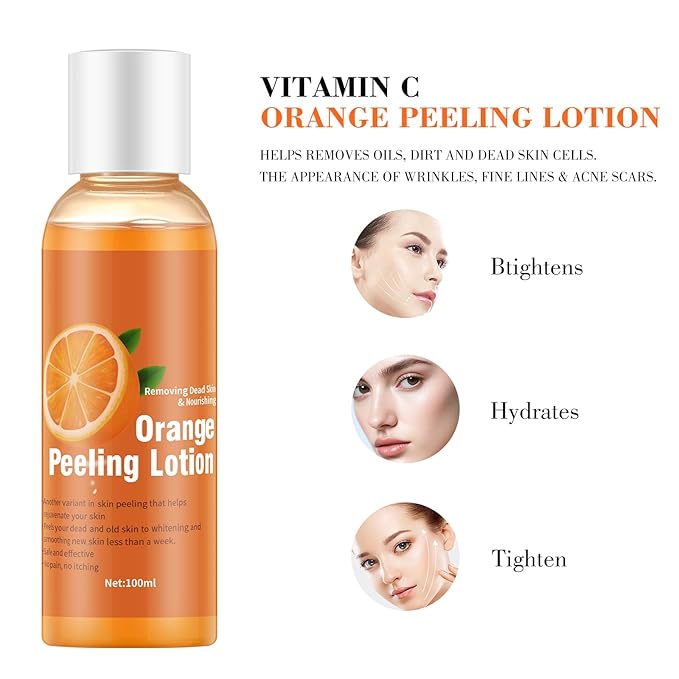 Vitamin C & Peel Off Face Mask for All Skin Types, Orange Peeling Lotion Gentle Exfoliating Blackhead Remover Poreless Deep Cleanse Purifying Hand Masks for Face Arms Neck Gifts