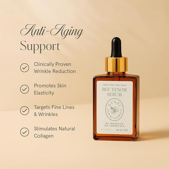 KUSHI Bee Venom Serum – Hydrating & Firming Face Serum for Radiant, Youthful-Looking Skin – Cruelty-Free, No Parabens or Sulfates – 15ml