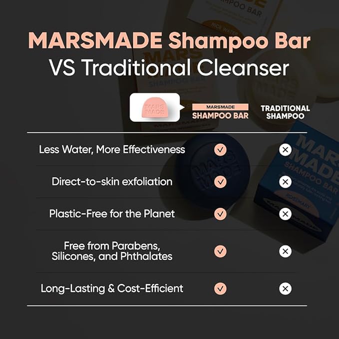 MARS MADE Castor Oil Conditioner Bar - Nourishing & Soothing Natural Deep Conditioner for All Hair Types - Hair Moisturizing, Cleansing Solid Soap Bar - Zero Waste, No Animal Trials 3.5 oz