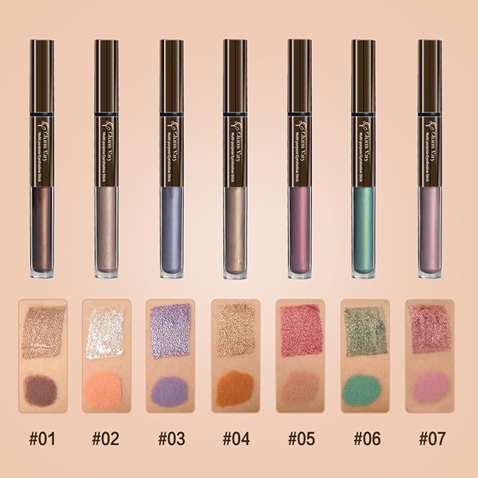 2-in-1 Eye Shadow & Liquid Eyeshadow, Waterproof Cream Eye Makeup Crayon Long Lasting Shimmer Glitter Gold Eye Brightener for Mature Women(04 APRICOT)